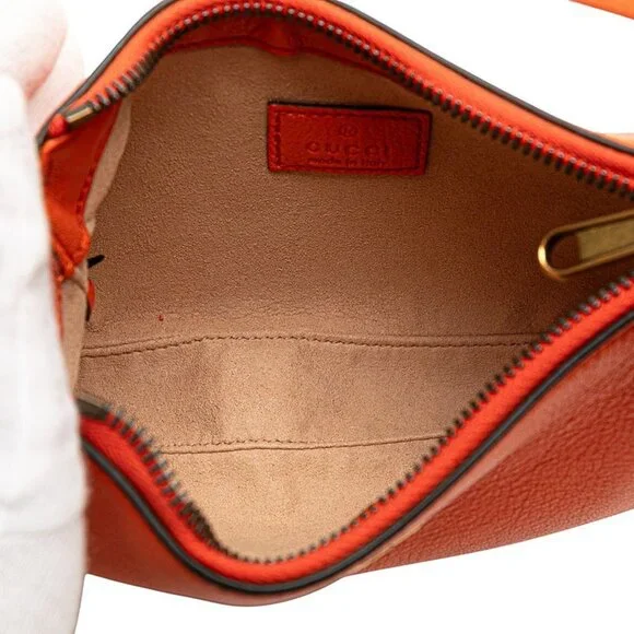GUCCI Authentic Orange Leather GG Marmont Shoulder Bag - Picture 7 of 10